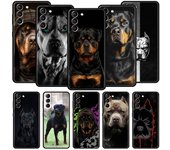 Funda de silicona negra con diseño de perro rottweiler para Samsung Galaxy S24, S23, S22, S21 Ultra, S20 FE 5G, S10, S9 Plus, S10E, S8, Note 10 y 20. S22 Plus 5G