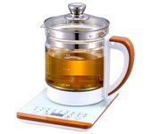 Tetera de vidrio multifuncional, juego de tetera eléctrica para el hogar, para cocinar y cocinar al vapor, tetera de doble uso, Infusor de té 110V US Plug blanco