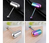 1 unidad de anillos para lengua con barra vibratoria fresca, Piercing de acero inoxidable, joyería para el cuerpo plata