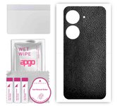 Adhesivo protector trasero apgo compatible con Asus ZenFone 9, película protectora, lámina, vinilo - Patrón de cuero negro