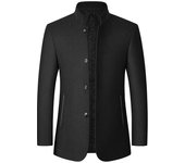 Abrigo de mezcla de lana para hombre, moda de invierno, abrigo salvaje, chaquetas gruesas para mantener el calor, gabardina, abrigo de lana con cuello levantado XXXXL negro