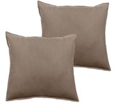 Lot de 2 taies d’oreiller Palace pur coton teint lavé 63 fils/cm² Vent du sud - Palace Tabac - Lot de 2 taies d'oreiller 65 x 65 cm