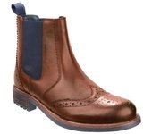 Cotswold Hombres Cirencester Cuero Chelsea Brogue Zapatos 6 UK marrón