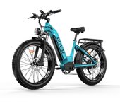 Bicicleta eléctrica GUNAI-V para adultos, 26'', con batería incorporada de 48 V 21 Ah y portaequipaje azul