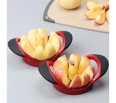 Cortador de manzanas de acero inoxidable, pelador de manzanas, cortador de frutas, cuchillo de manzana súper afilado, herramientas de cocina multifuncionales rojo