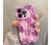 Funda de silicona suave con diseño de corazón y ondas moradas para iPhone 13, 11, 12, 14 Pro Max y 14 Plus For iPhone 12 Pro