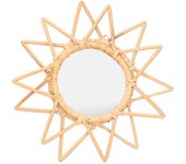 Espejo de maquillaje con decoración artística innovadora de ratán, espejo retro para colgar en la pared del baño