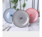 Vajilla de disco a rayas personalizada, plato de cerámica, plato para carne, plato para ensalada, suministros de cocina