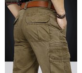Pantalones casuales Pantalones de hombre Primavera y otoño Herramientas Pantalones rectos de mediana edad Pantalones sueltos para hombre 30 verde del ejército