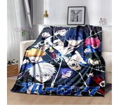 Manta con cierre azul de dibujos animados japoneses, manta cálida de felpa acogedora para el hogar, para cama, sofá, regalos ligeros para niños 75x90cm