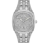 Reloj de cuarzo Bulova Crystals Phantom de acero inoxidable con tres manecillas, esfera con forma de cojín y cristal mineral curvo.: 96B296