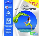 Lot de 2 oreillers Anti transpirant Topcool 60 x 60 cm  Bleu Calin