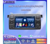 Radio de coche de 7 pulgadas con Android Carplay para BMW Serie 3 E46 M3 318/320/325/330/335 1998-2005, reproductor multimedia para coche, autorradio 1+32 GB negro