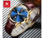 Reloj de marca OLEVS, reloj de cuarzo con expresión, regalo del Día de la gente, reloj de pareja resistente al agua, reloj para hombre