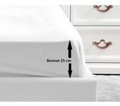 LOVELY HOME Drap Housse 100% coton 140x190x25 cm blanc