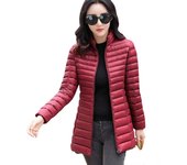 Chaqueta básica de otoño e invierno para mujer, Parkas de algodón ajustadas para mujer, chaquetas informales de longitud media M negro
