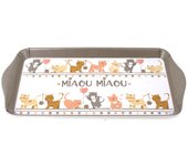 Les Trésors De Lily [A1094] - Bandeja para tartas de melamina 'Cats' rosa topo (Miau miau) - 30. 5x15cm gris