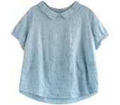 Blusa de algodón con cuello de muñeca, camiseta de manga corta para mujer, blusas artísticas Retro de verano M color rosa