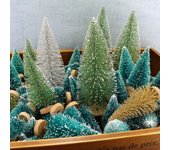 24 piezas Árbol de Navidad DIY Decoraciones Navideñas 2024 Año Árbol de Pino Pequeño Adornos Navideños Regalos de Navidad Decoraciones Navideñas verde