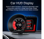 Pantalla HUD Headup para coche, velocímetro Digital GPS, pantalla de sistema Dual con velocidad/reloj/RPM/agua y aceite negro