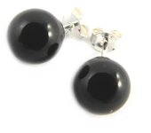 Les Trésors De Lily [M6719] - Boucles argent 'Mineralia' agate noire - 8 mm negro