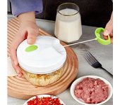 Picadora de carne manual de 400 ml, picadora de ajo, prensa de cuerda manual, trituradora, molinillo de chile, cortador de cebolla, herramienta de cocina, accesorios de cocina blanco