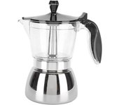 Cafetera italiana octagonal de acero inoxidable de 6 tazas para uso doméstico. Cafetera moka.