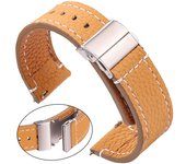 Correa de reloj de cuero genuino para Huawei Samsung Correa de reloj de 18 mm, 24 mm y 22 mm para mujeres y hombres Pulsera de piel de vaca suave negra y marrón 18mm