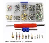 102 unids/caja de aire A/C de coche, válvula de aire acondicionado, juego surtido de herramientas para quitar núcleos, Kit surtido de aire acondicionado automotriz