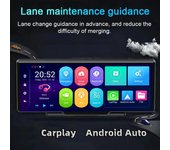 Grabadora de vídeo de coche con lente dual multilingüe, cámara de salpicadero automática, cámara con grabadora para coche, visión nocturna de 10,26 pulgadas negro