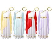 Disfraz de Atenea griega para niñas, vestido largo de gasa de princesa con diadema para fiesta de cosplay 5-6 Years lavanda