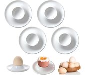 Juego de 4/6 hueveras blancas de grado alimenticio, sin BPA, de alta durabilidad, tamaño compacto, portátiles para huevos cocidos. 4pcs
