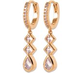 Les Trésors De Lily [R7482] - Pendientes de aro chapados en oro 'Sissi' oro blanco - 10 mm 14x4 mm blanco