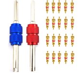 20 piezas de núcleo de válvula de neumático de cobre + extractor de vástago de válvula de neumático, destornillador, herramienta de reparación de rueda, instalación y extracción de vástago de válvula de neumático. CHINA
