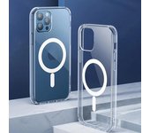 Funda de carga inalámbrica magnética para iPhone 16 15 14 13 12 11 Pro MAX mini XR X MAX 7 8 Plus SE 2020 Fundas a prueba de golpes For iPhone 12 transparente
