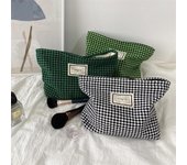Bolsa de cosméticos con entramado para mujer, bolsa de maquillaje de gran capacidad, estuche de belleza de viaje, organizador de almacenamiento, bolsa de aseo blanco