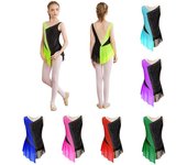 Vestido de patinaje artístico sin mangas para niñas, leotardo de gimnasia artística, traje de competición, ropa de baile 5-6 Years fluorescente verde