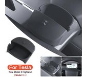 Caja de almacenamiento para volante de Tesla Model 3+, soporte de silicona para teléfono móvil, almacenamiento de gafas, accesorios para el nuevo Model3 Highland 2025 negro