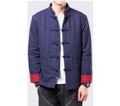 Chaqueta acolchada de algodón de invierno estilo chino 2024 para hombre, con botones, estilo Tang, cálida, estilo retro, ropa tradicional Hanfu. XXXL rojo