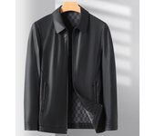 Chaqueta de cuero genuino para hombre, otoño e invierno, chaqueta de cuero para hombre de mediana edad, chaqueta de piel de oveja informal corta y suelta para papá 170