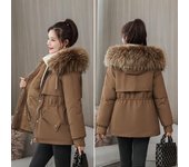 Chaqueta acolchada de algodón de invierno, versión coreana de moda, chaqueta con herramientas para la cintura, ropa acolchada de algodón para mujer M blanco