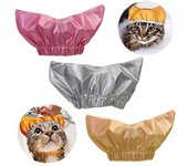 Gorro de ducha para mascotas con orejas, gorro de baño para mascotas con correa fija ajustable para mascotas, gatos, perros que se duchan S plata