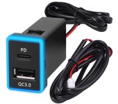Cargador de coche tipo C PD QC3.0 con doble USB, toma de corriente para coche, carga rápida, 12 V, adaptador de corriente para teléfono móvil, para vehículo.