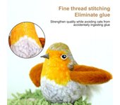 Juguete interactivo realista para gatos, juguete de peluche suave para gatos con plumas naturales y suministros para mascotas con sonido A