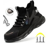 Botas de seguridad para hombre, zapatos con punta de acero, zapatos de trabajo antigolpes y a prueba de perforaciones, zapatillas de deporte, botas de trabajo protectoras de construcción indestructibles 36