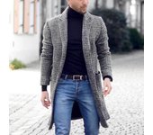 Jamickiki Otoño e Invierno camisa de lana a cuadros de nuevo diseño para hombres abrigo grueso para mantener el calor M gris