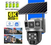 Cámara solar para exteriores de 12 MP, cámara de videovigilancia CCTV IP WIFI, protección de seguridad para el hogar inteligente de 6K, monitor de 360 grados, detección humana PIR WiFi Cam