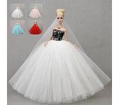 Vestirse falda tutú bonita multicapa jugar casa muñeca accesorios de boda vestidos negro
