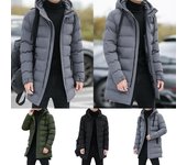 Ropa larga cálida de invierno para hombre, abrigo grueso con capucha de longitud media, abrigo cálido para hombre, chaqueta acolchada de invierno, abrigo Parka de moda 7XL negro