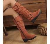 Botas de mujer de moda Otoño Invierno Vintage cuña tobillo botas mujer cálida felpa plataforma botas cortas sin cordones cómodos zapatos de vaquero mujer 36 negro